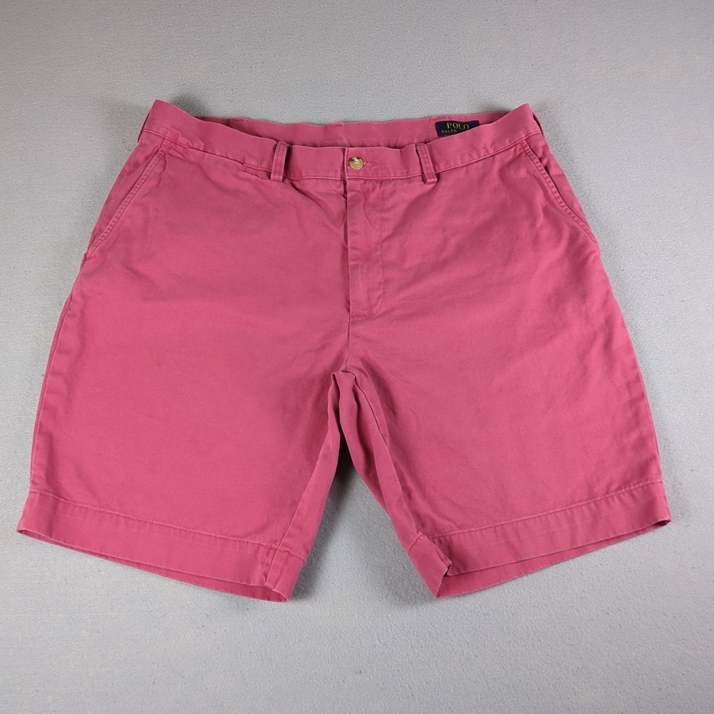 Polo Ralph Lauren Classic Shorts Mens 36 Salmon Pink 9" Inseam Flat Front Casual